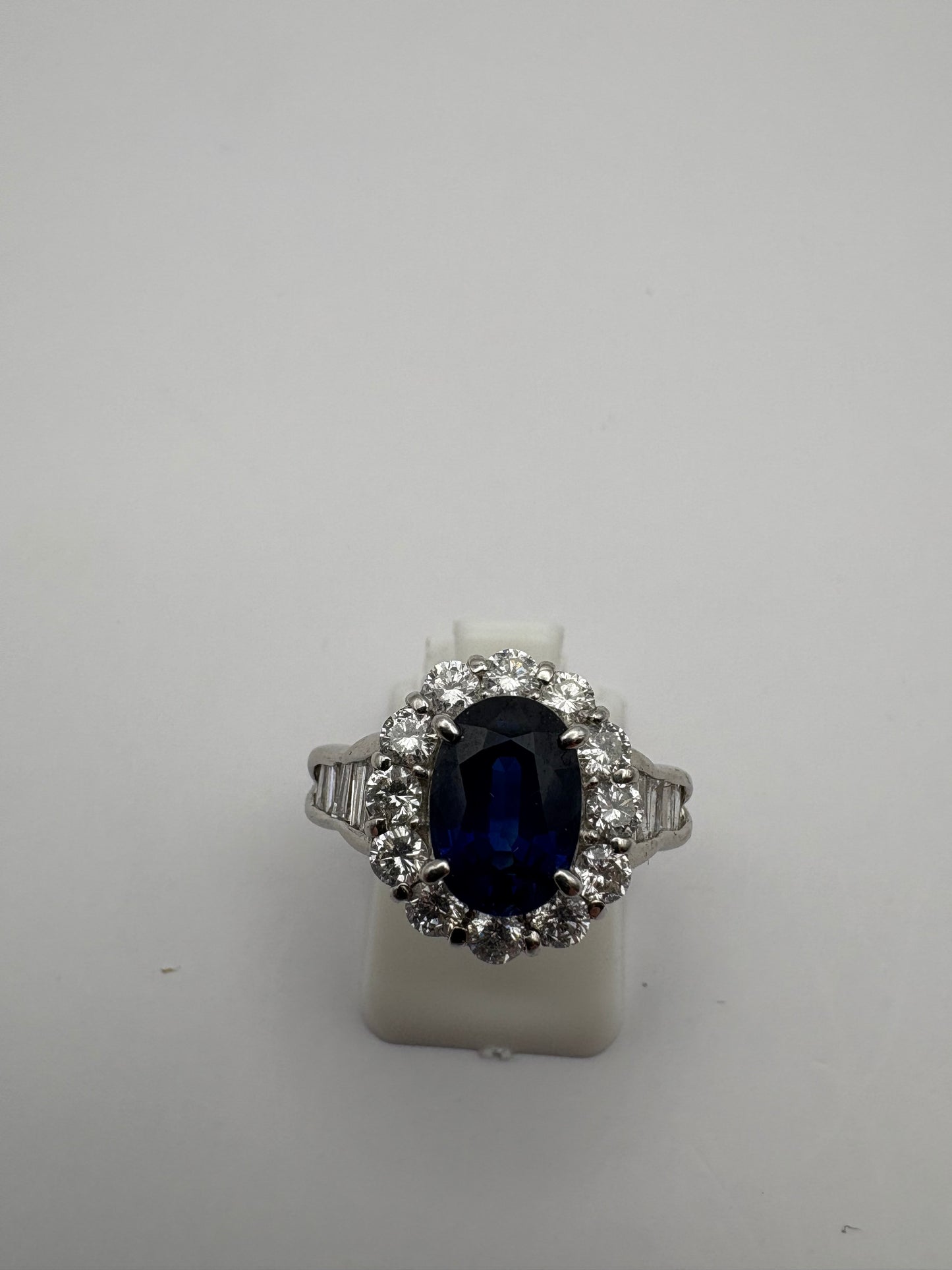 Platinum Diamond and Sapphire ring